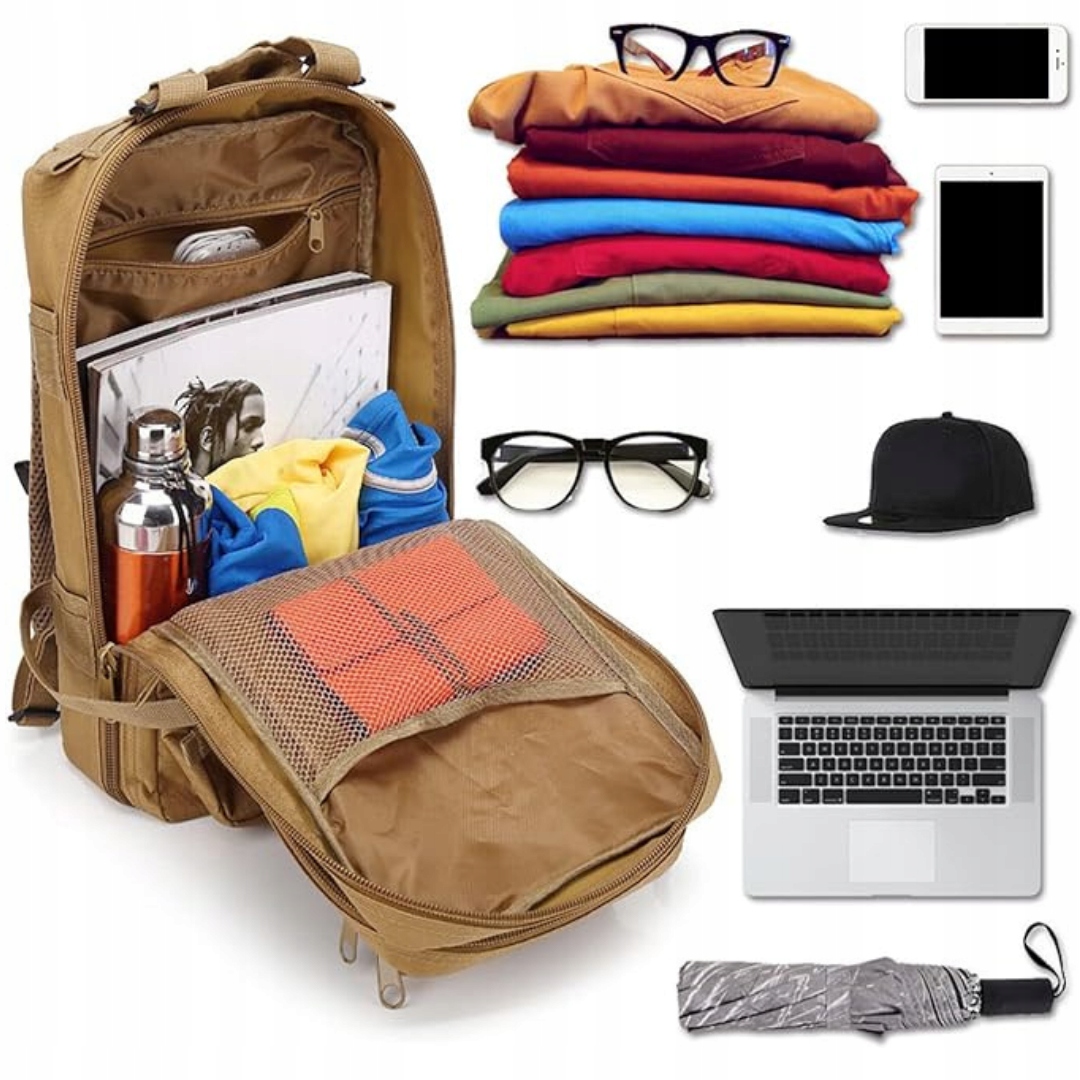 Militarny Plecak Brązowy Pojemny + Apteczka Piaskowa Duża