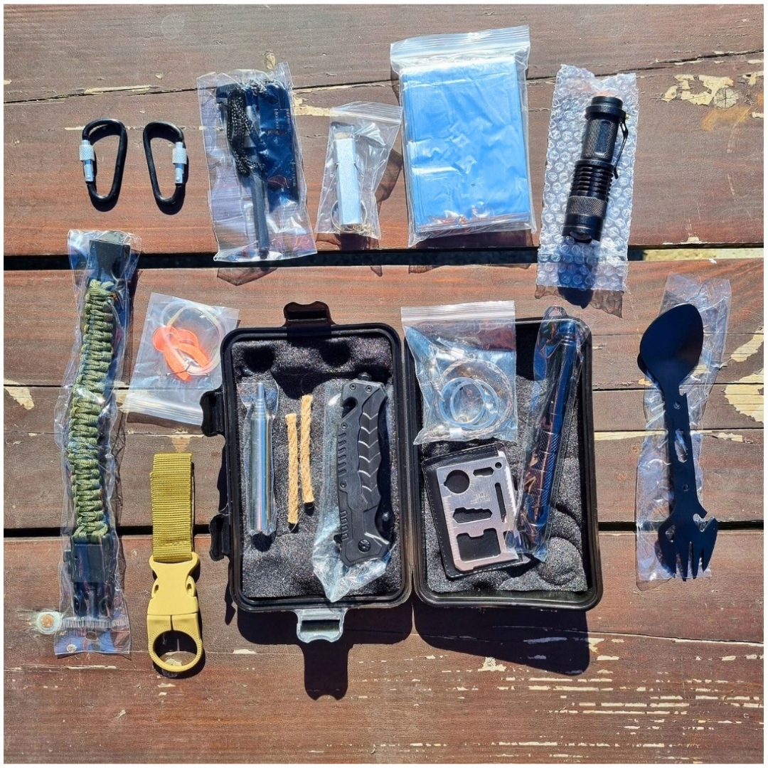 Torebka Saszetka Pas Mocny Parciany 120 cm Survival Kit Rękawice r. XL