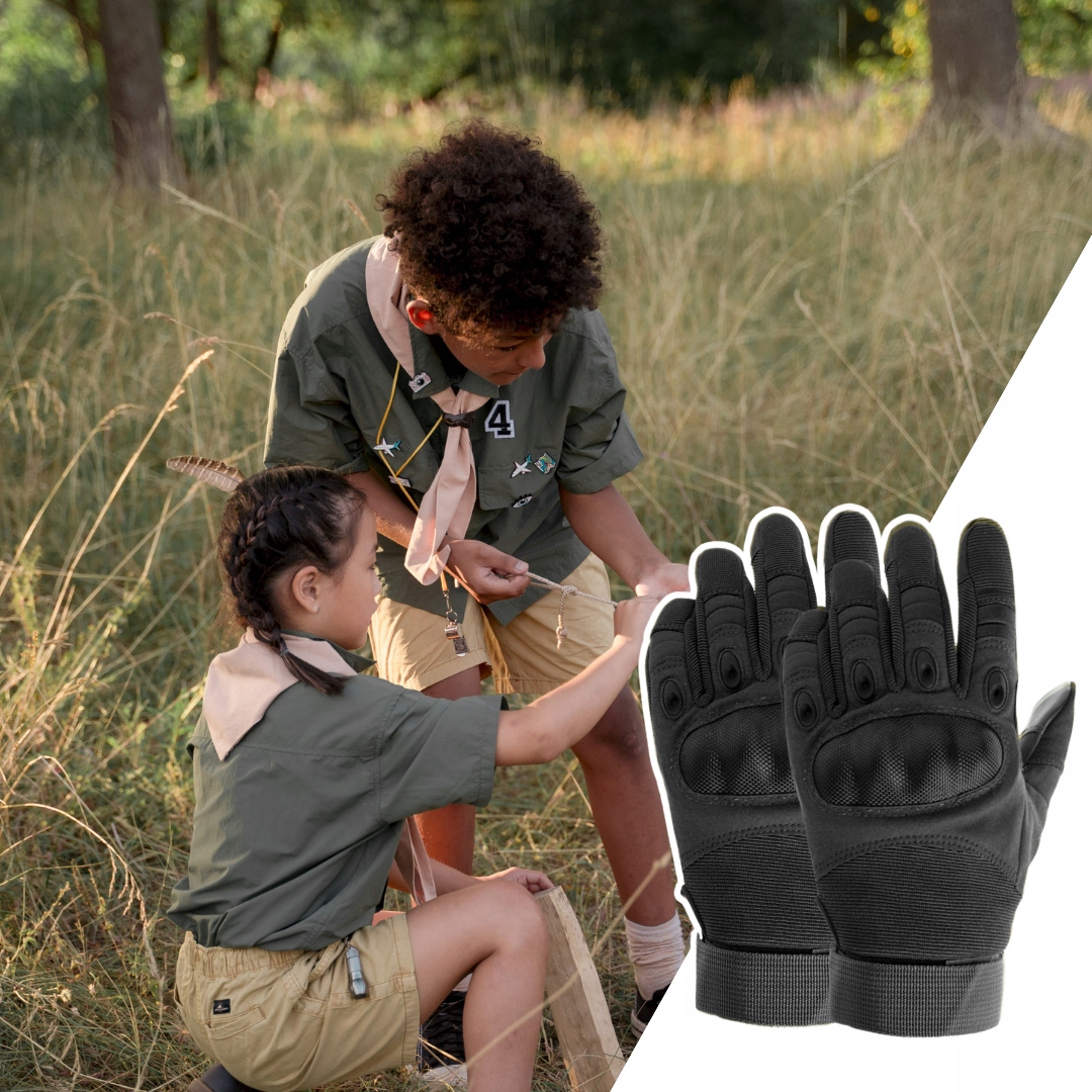 CZARNE RĘKAWICZKI OCHRONNE r. XL IDEALNY PREZENT NA ASG OBÓZ