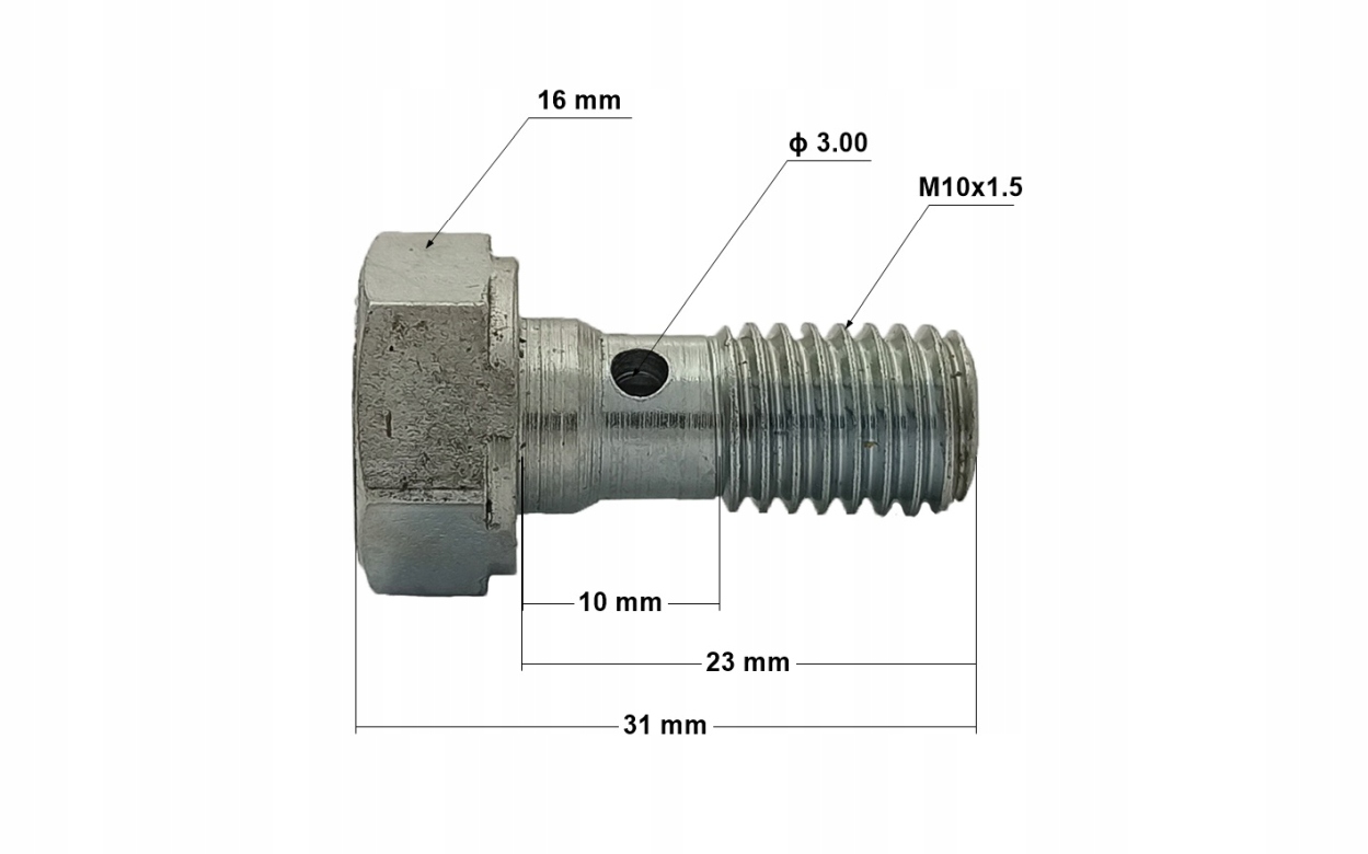 4x Śruba drożna - przelewowa - banjo - do oczek M10x1,5 - ocynk; SR-09