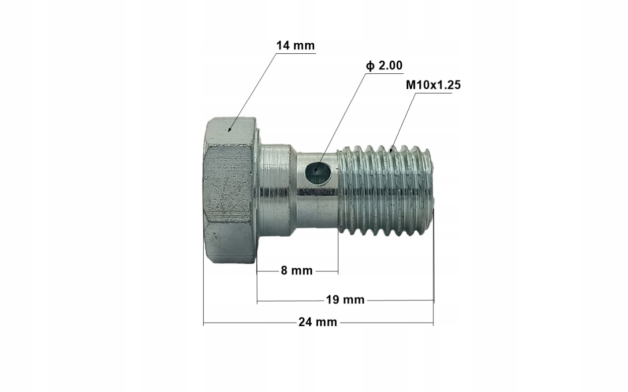 4x Śruba drożna - przelewowa - banjo - do oczek M10x1,25 - ocynk; SR-13