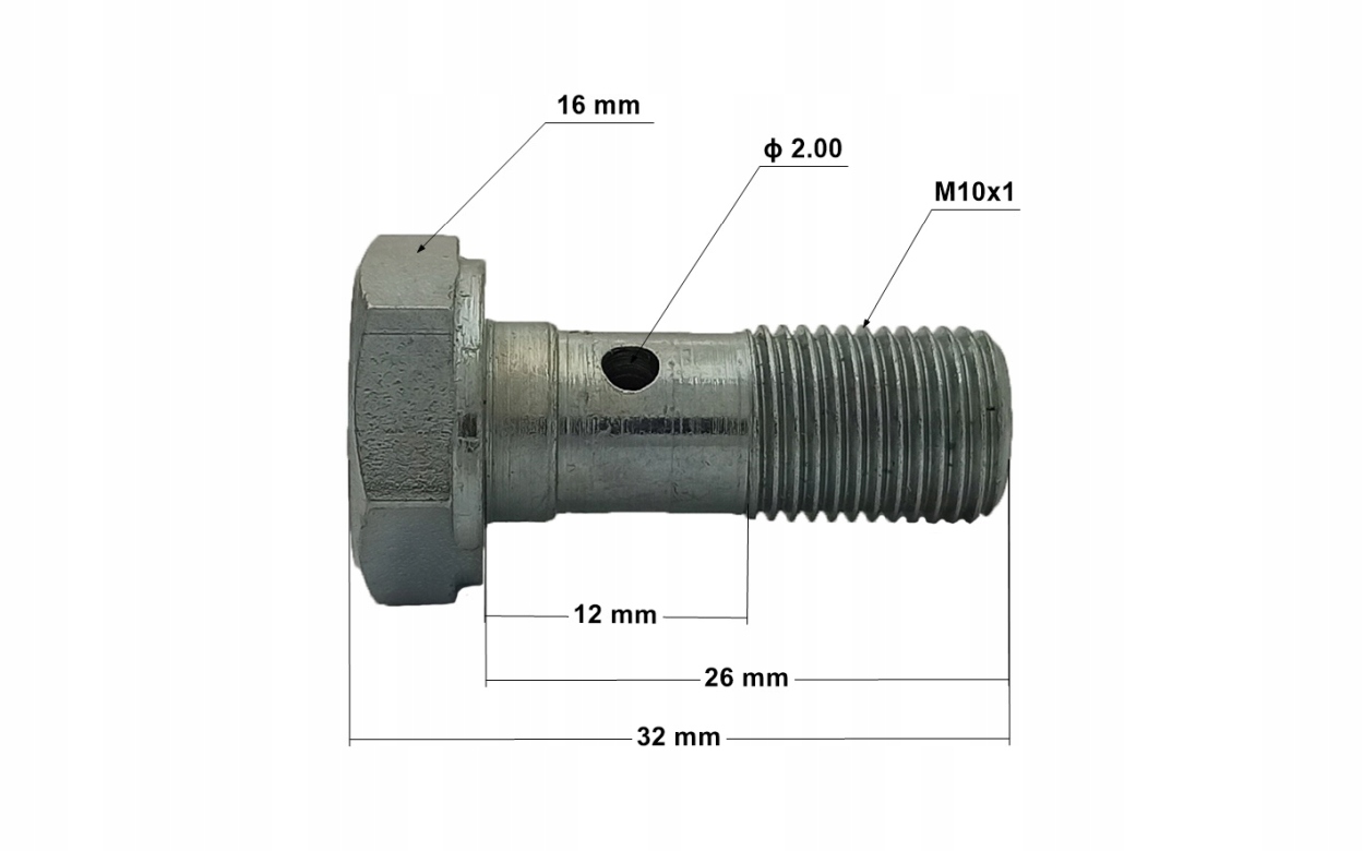 4x Śruba drożna - przelewowa - banjo - do oczek M10x1 - ocynk; SR-04