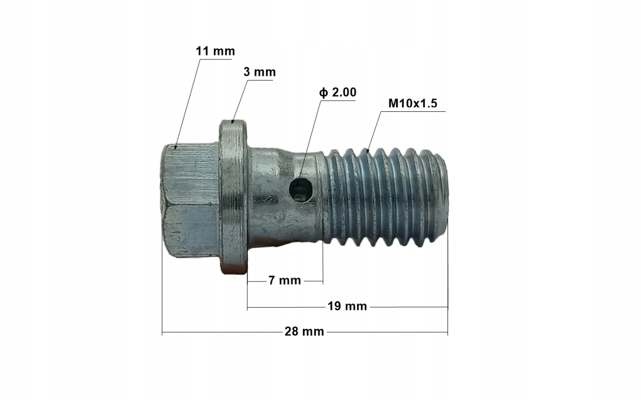 4x Śruba drożna - przelewowa - banjo - do oczek M10x1,5 - ocynk; SR-15