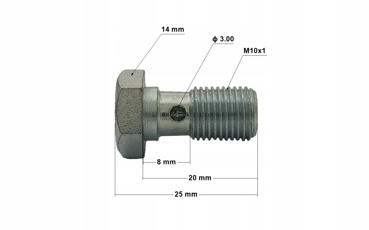 4x Śruba drożna - przelewowa - banjo - do oczek M10x1 - ocynk; SR-14