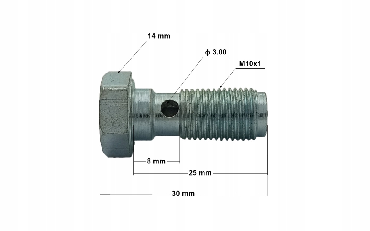 4x Śruba drożna - przelewowa - banjo do oczek - długa M10x1 - ocynk; SR-05
