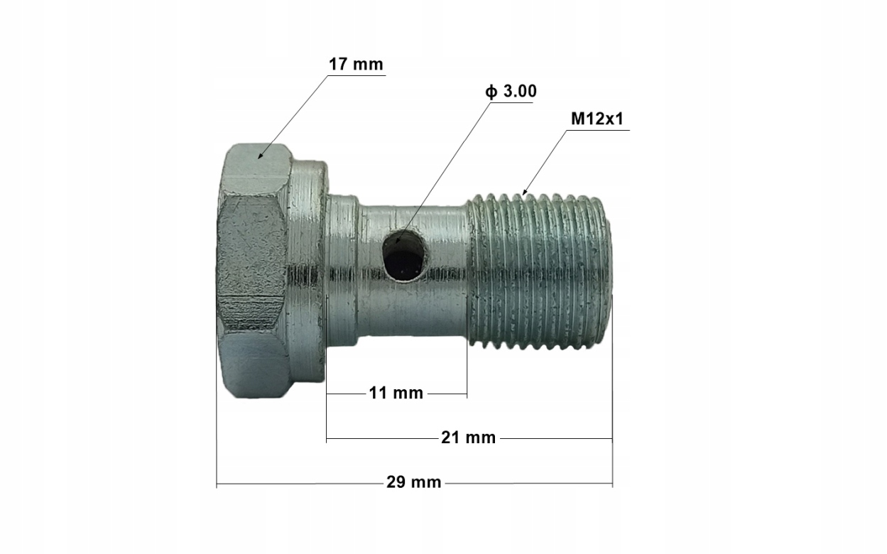 4x Śruba drożna - przelewowa - banjo - do oczek M12x1 ( Fi12 ) ocynk; SR-07