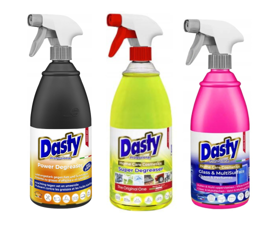Dasty Zestaw Chemii Domowej - Płyn Do Szyb I Luster 0,7L Odtłuszczacze 2X1L