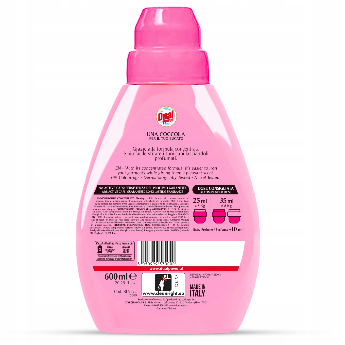 Dual Power Flamingo Płyn Do Płukania Tkanin 24 Prań, 600 Ml