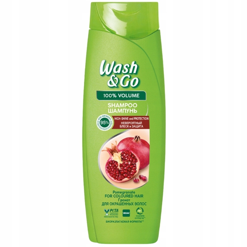 Wash&Go Szampon Pomegranate D/Włosów Farbowanych Połysk Ochrona 360Ml