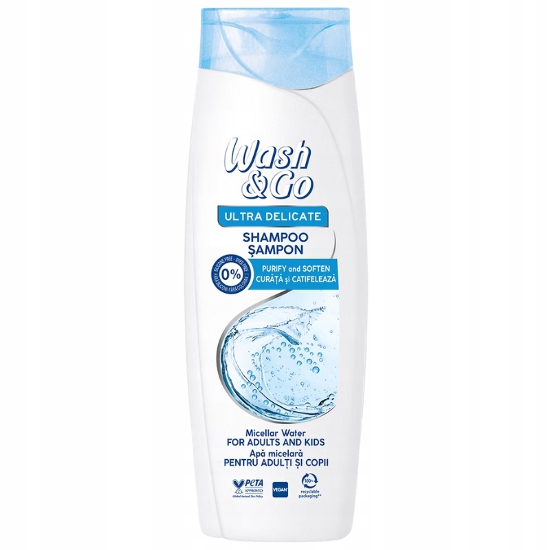 Wash&Go Szampon Micellar Water Dla Dorosłych Dzieci Bardzo Delikatny 360Ml