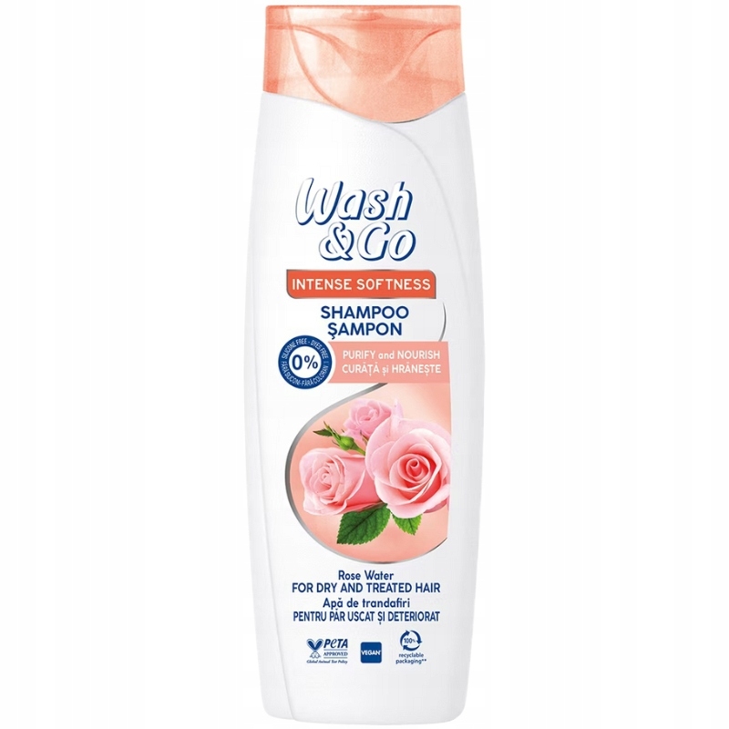 Wash&Go Szampon Rose Water Do Włosów Suchych Farbowanych Oczyszcza 360Ml