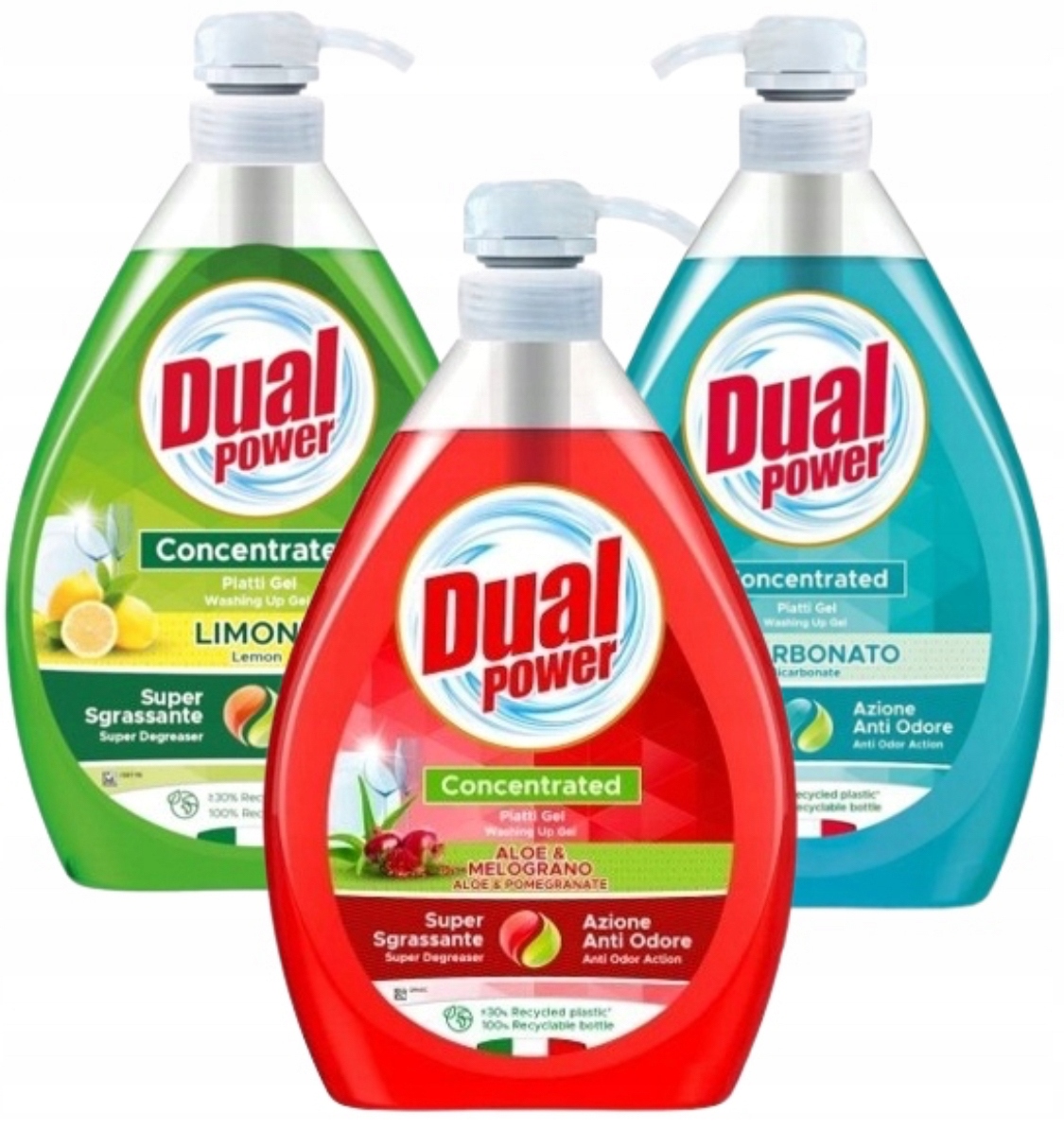 Zestaw Dual Power Płyn Do Naczyń Bicarbonato + Cytryna + Aloe&Melograno 1L