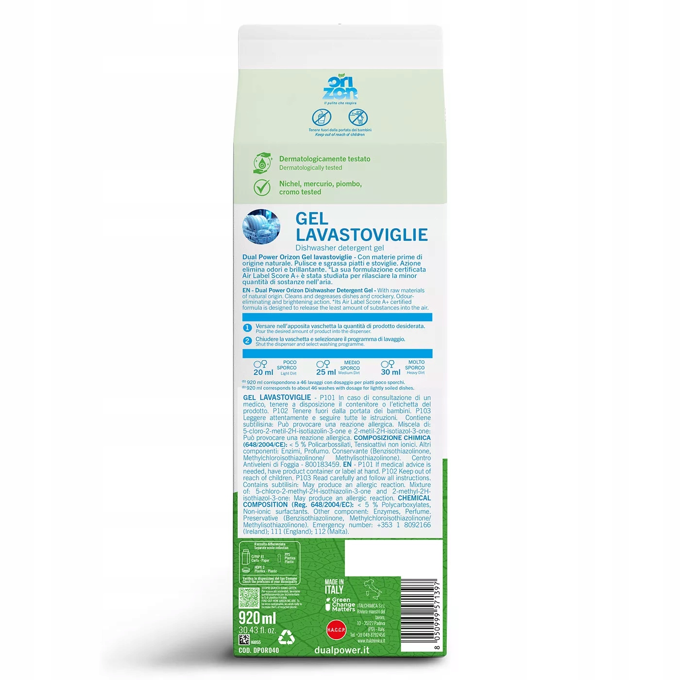 Dual Orizon Żel Do Zmywarki Kartonik 920 Ml