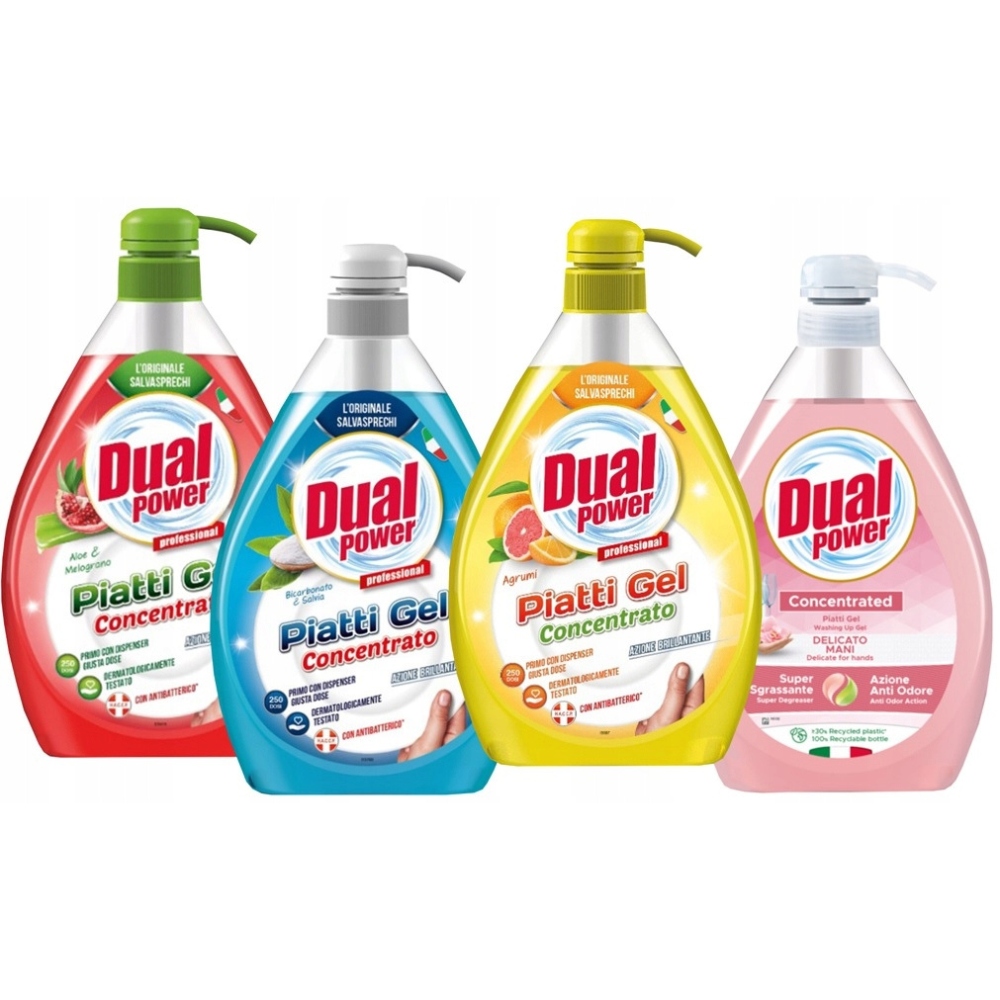 Dual Power Zestaw 4 Fenomenalnych Włoskich Płynów Do Naczyń