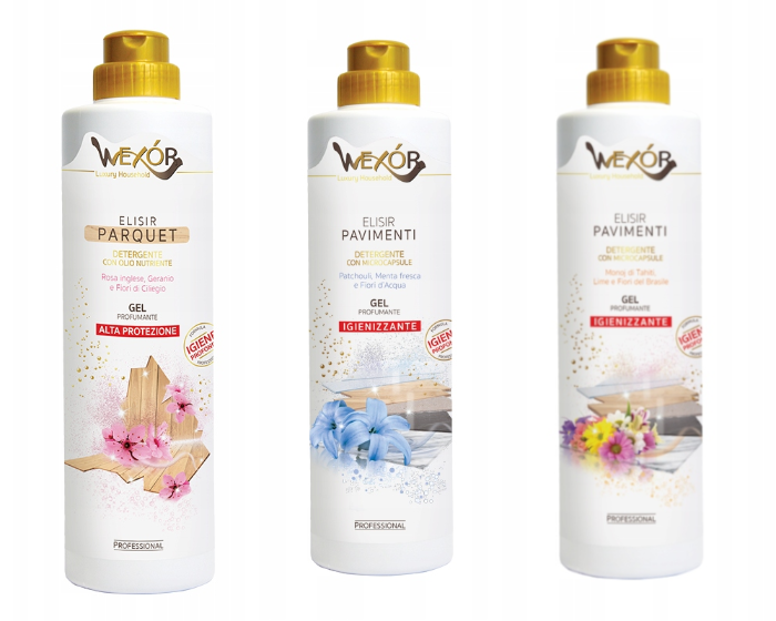 Zestaw Wexor Płyny Do Podłóg Fiori D`acqua Brasile Rosa Parkiet 3 X 750 Ml