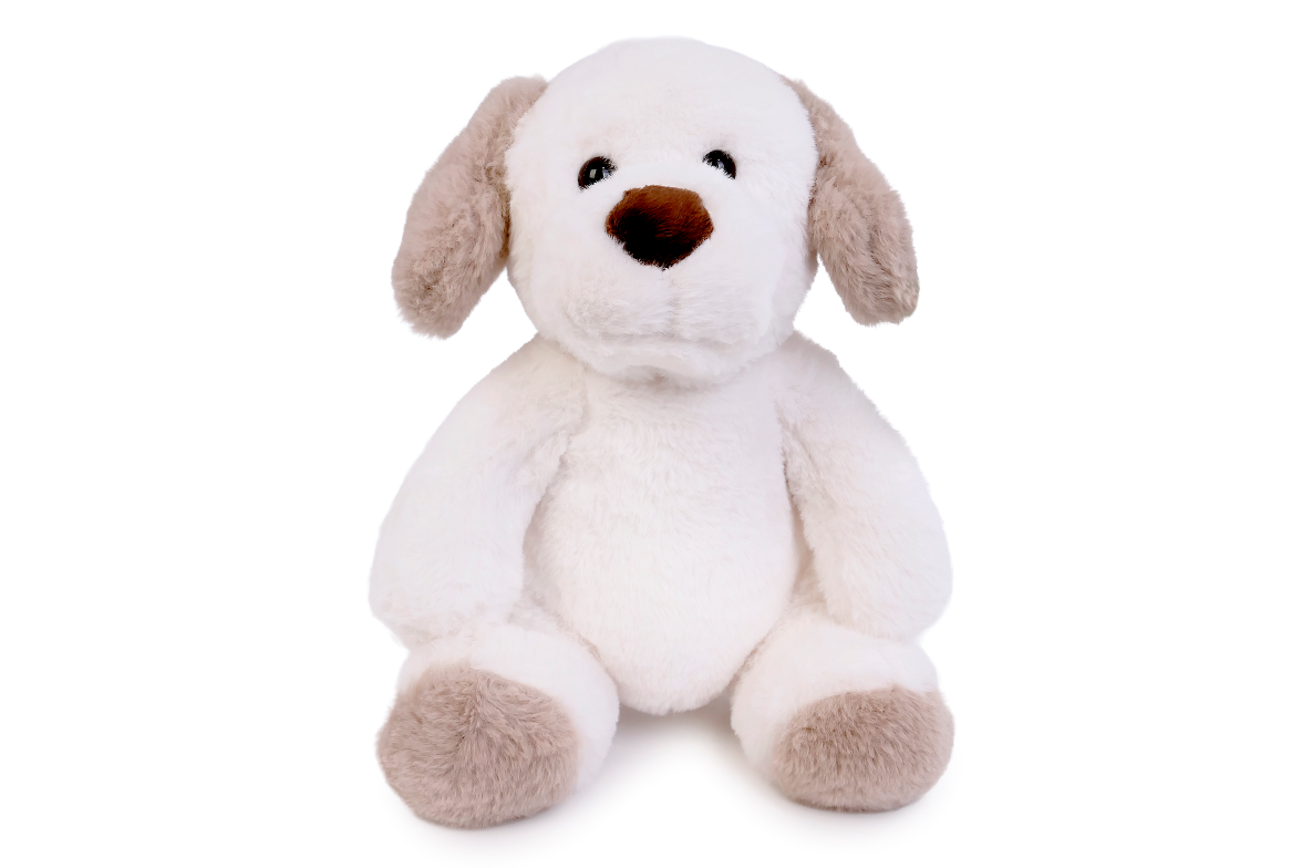 Mięciutkie pluszaki 27 cm – 4 wzory (miś, pies, królik, panda) idealne dla dzieci, bezpieczne i przytulne - piesek Wzór 3 