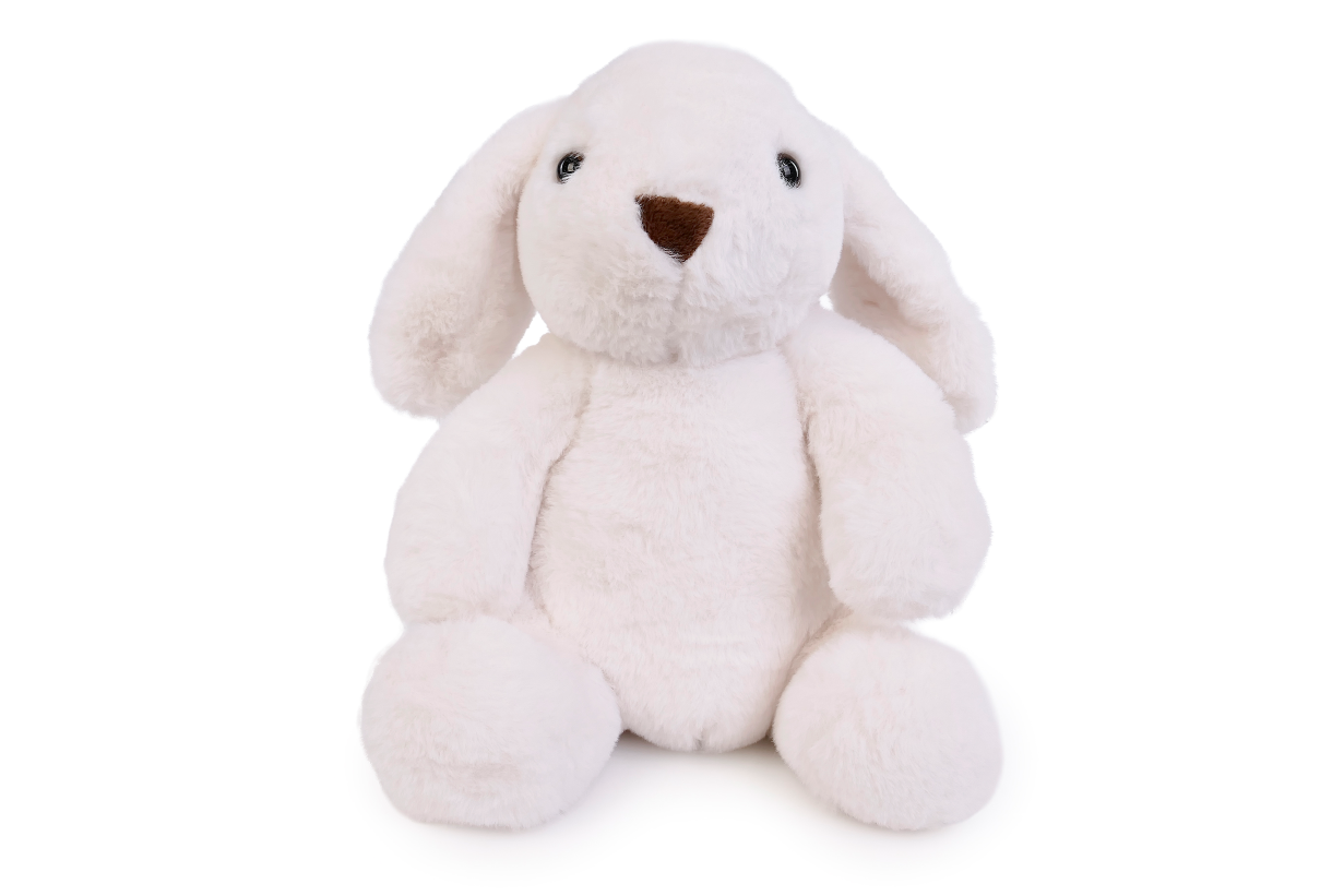 Mięciutkie pluszaki 27 cm – 4 wzory (miś, pies, królik, panda) idealne dla dzieci, bezpieczne i przytulne - królik Wzór 2 