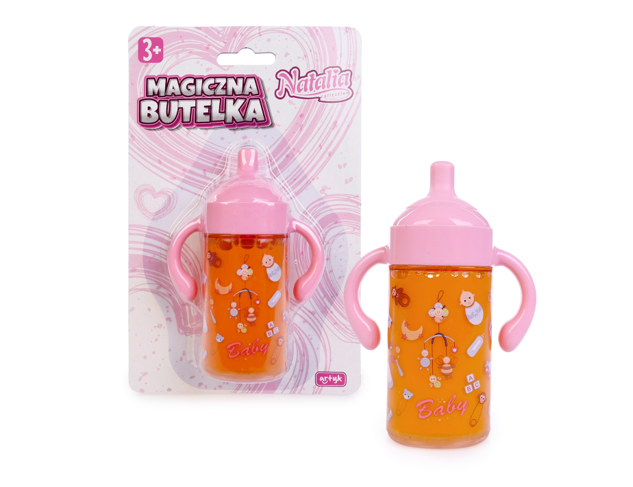 Magiczna Butelka Natalia – Znikający Napój, Zabawka Interaktywna dla Dzieci 3+ (2 Wzory) - sok Wzór 2 