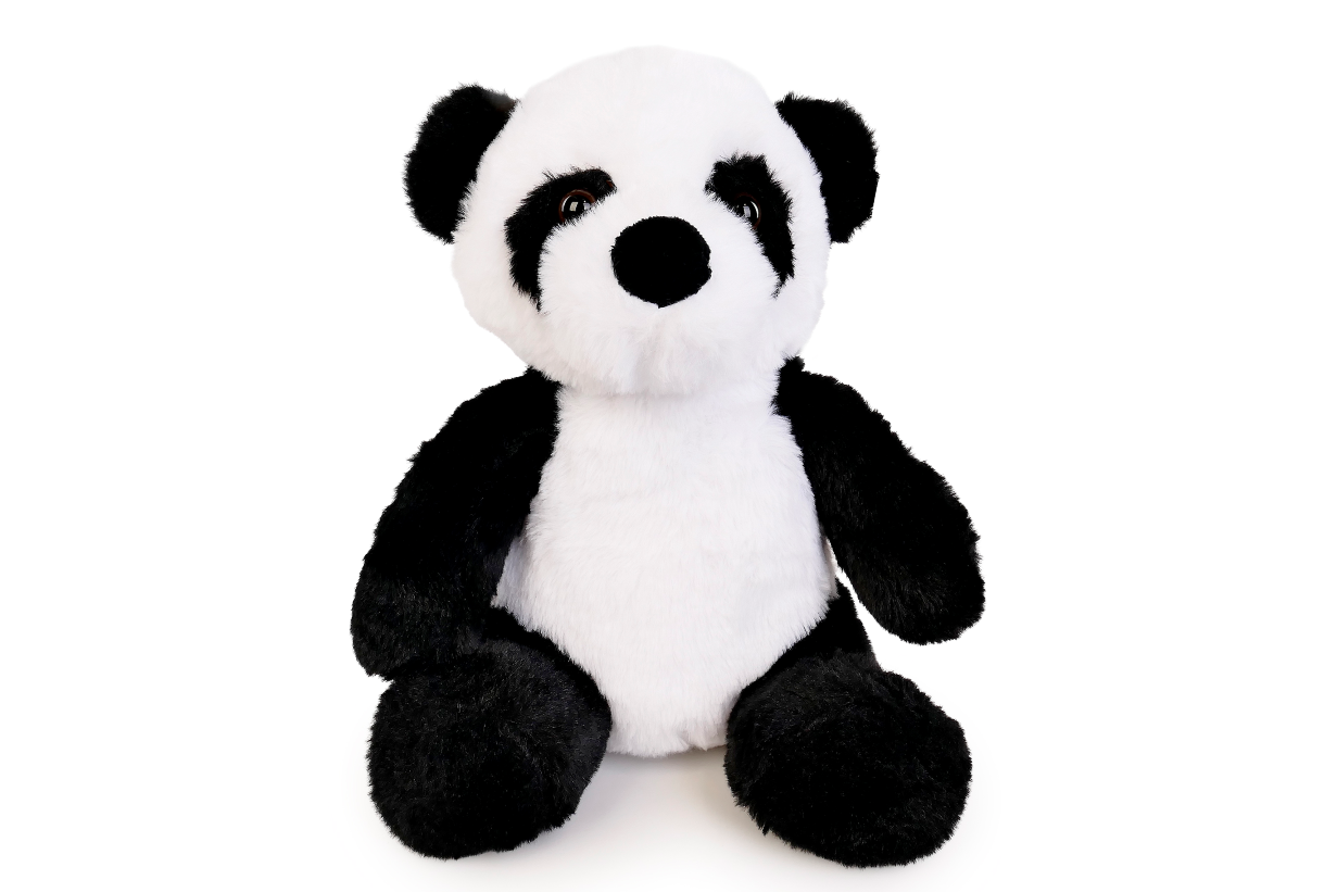 Mięciutkie pluszaki 27 cm – 4 wzory (miś, pies, królik, panda) idealne dla dzieci, bezpieczne i przytulne - panda Wzór 1 