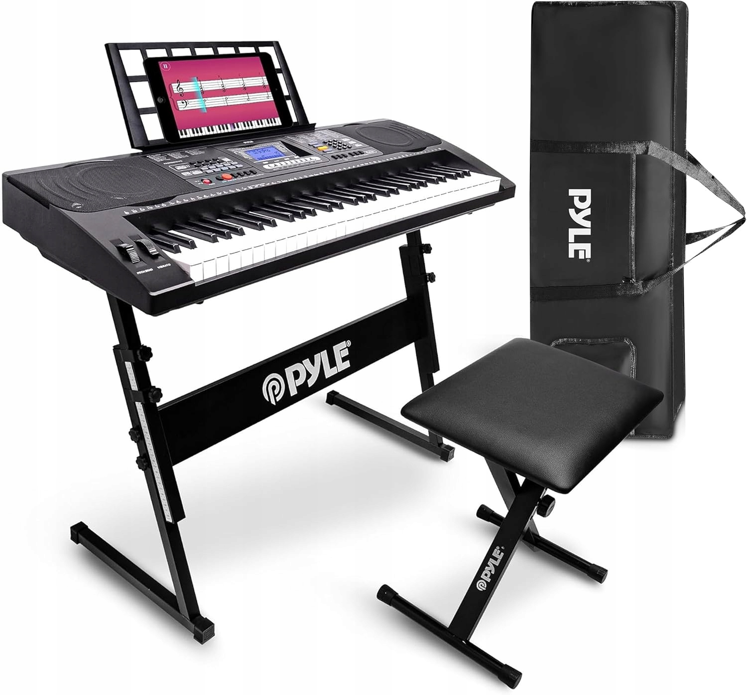 Orga digitala Pyle, 61 clape, difuzoare stereo, suport, scaun