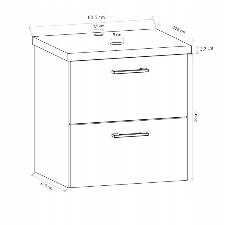ZESTAW MEBLI ŁAZIENKOWYCH LUNA 80 + SŁUPEK (W1) + EC