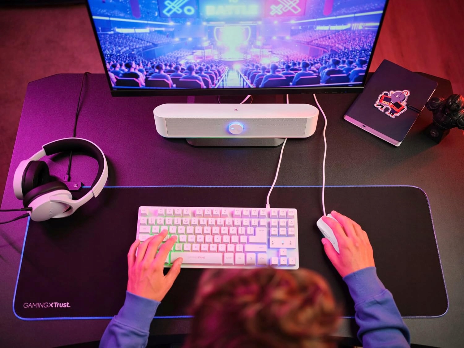 Trust Gaming GXT 619 W Thorne Soundbar Oświetlenie RGB 12W USB AUX Biały