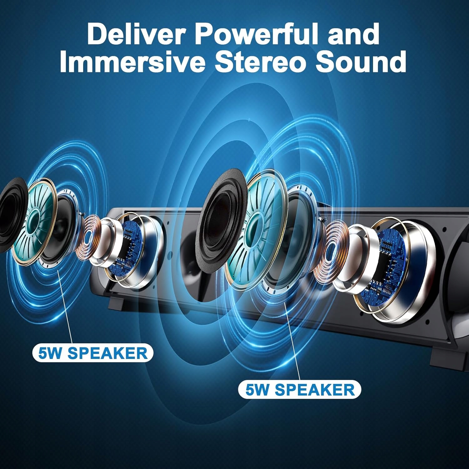 GŁOŚNIK KOMPUTEROWY USB AUX SOUNDBAR RGB HPYLIF -H Oświetlenie RGB