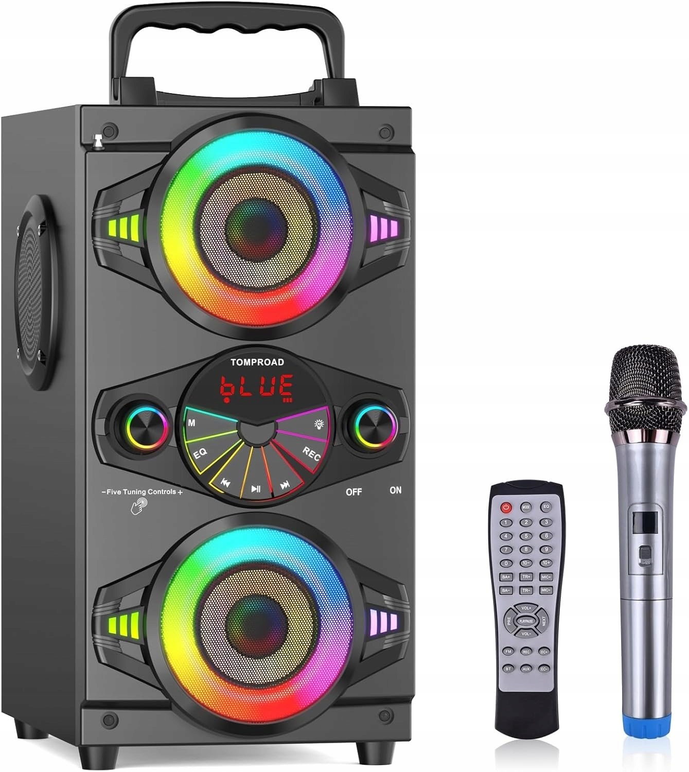 GŁOŚNIK BEZPRZEWODOWY BLUETOOTH PILOT TF LED AUX Przenośny Tomproad A52 60W