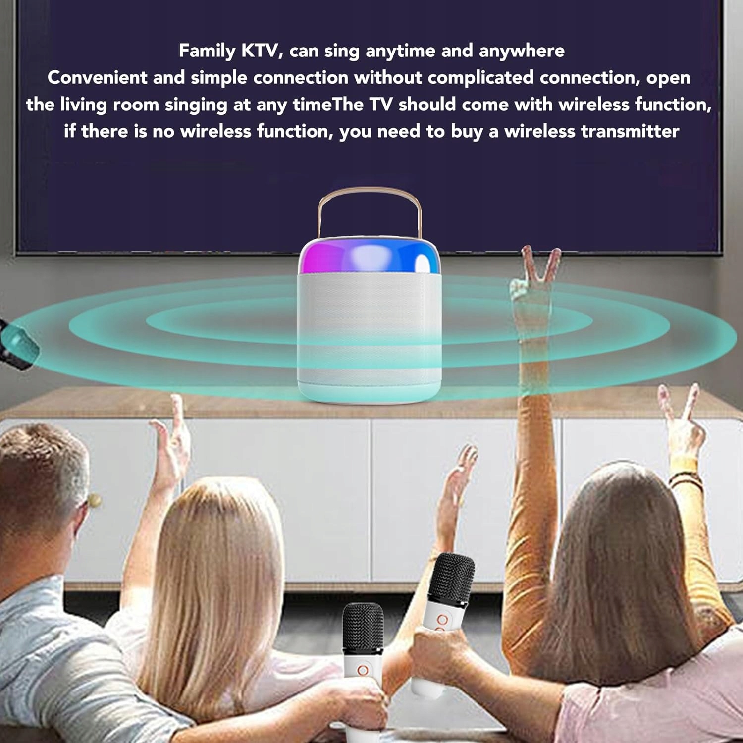 Karaoke Dpofirs RGB przenośne głośnik karaoke Bluetooth + 2 Mikrofony HIT !