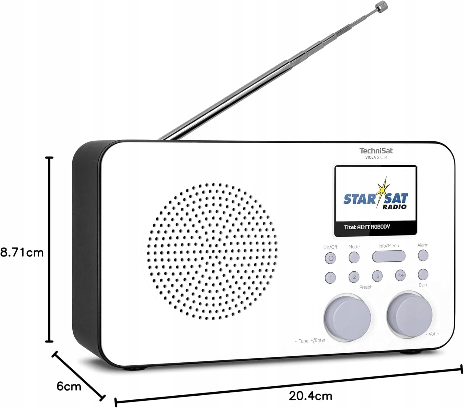Radio sieciowo-bateryjne DAB+, FM, internetowe TechniSat Viola 2 C IR Biały