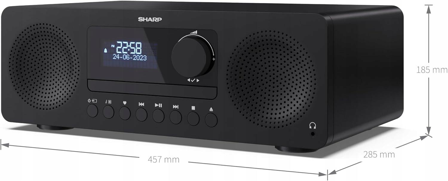 Wieża Sharp XL-B520D 2x10W CD FM MP3 DAB Bluetooth USB AUX czarny