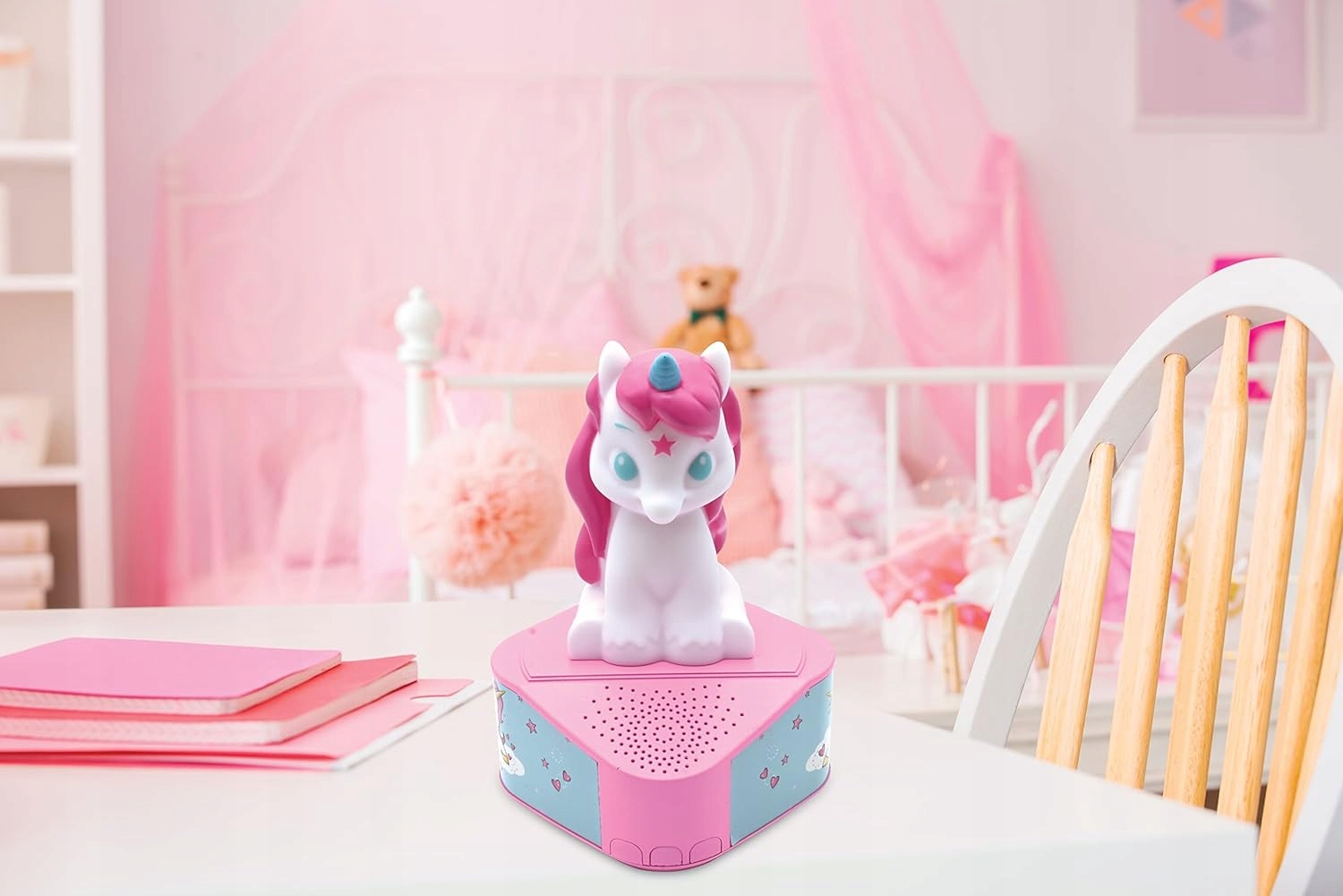 Lexibook Głośnik Bluetooth 5.0, Port USB Jednorożec, Świecąca Lekka Figurka