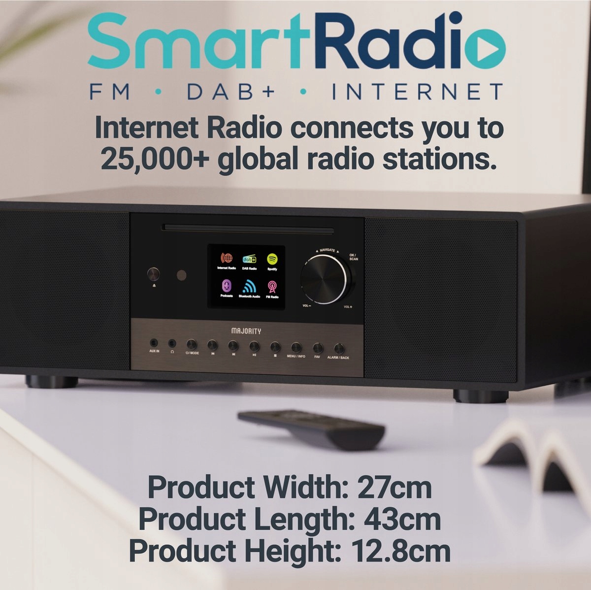 Radio sieciowe DAB+, FM, internetowe Majority Quadriga Bluetooth CD 120 W