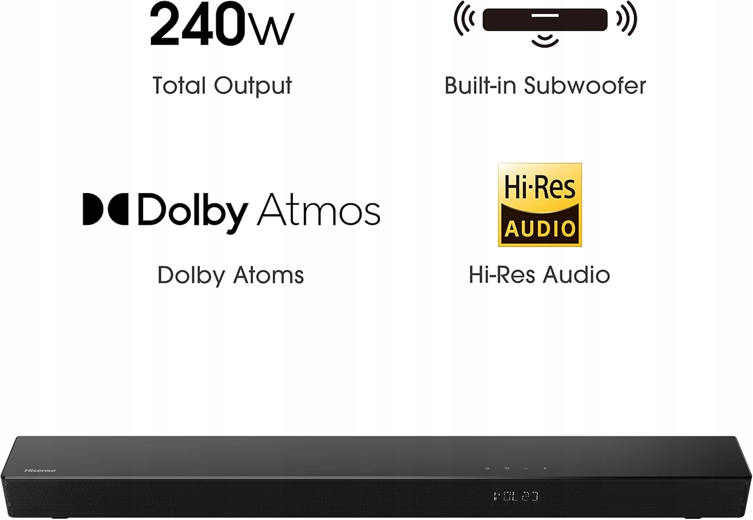 Hisense AX2106G 2.1-kanałowy soundbar z wbudowanym subwooferem, 240 W BT