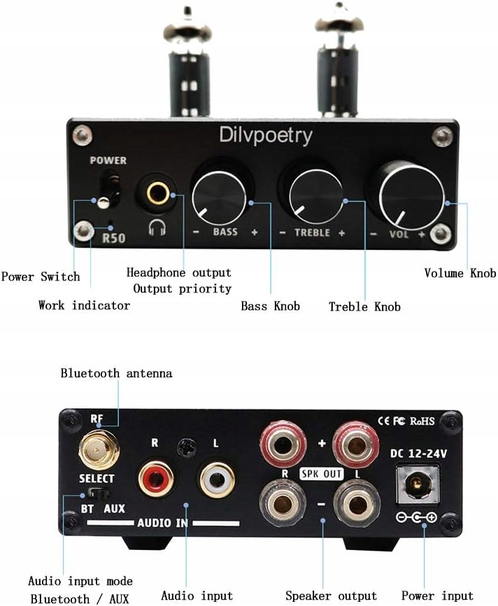 Lampowy wzmacniacz słuchawkowy Dilvpoetry R50 HiFi Bluetooth Audio Cyfrowy