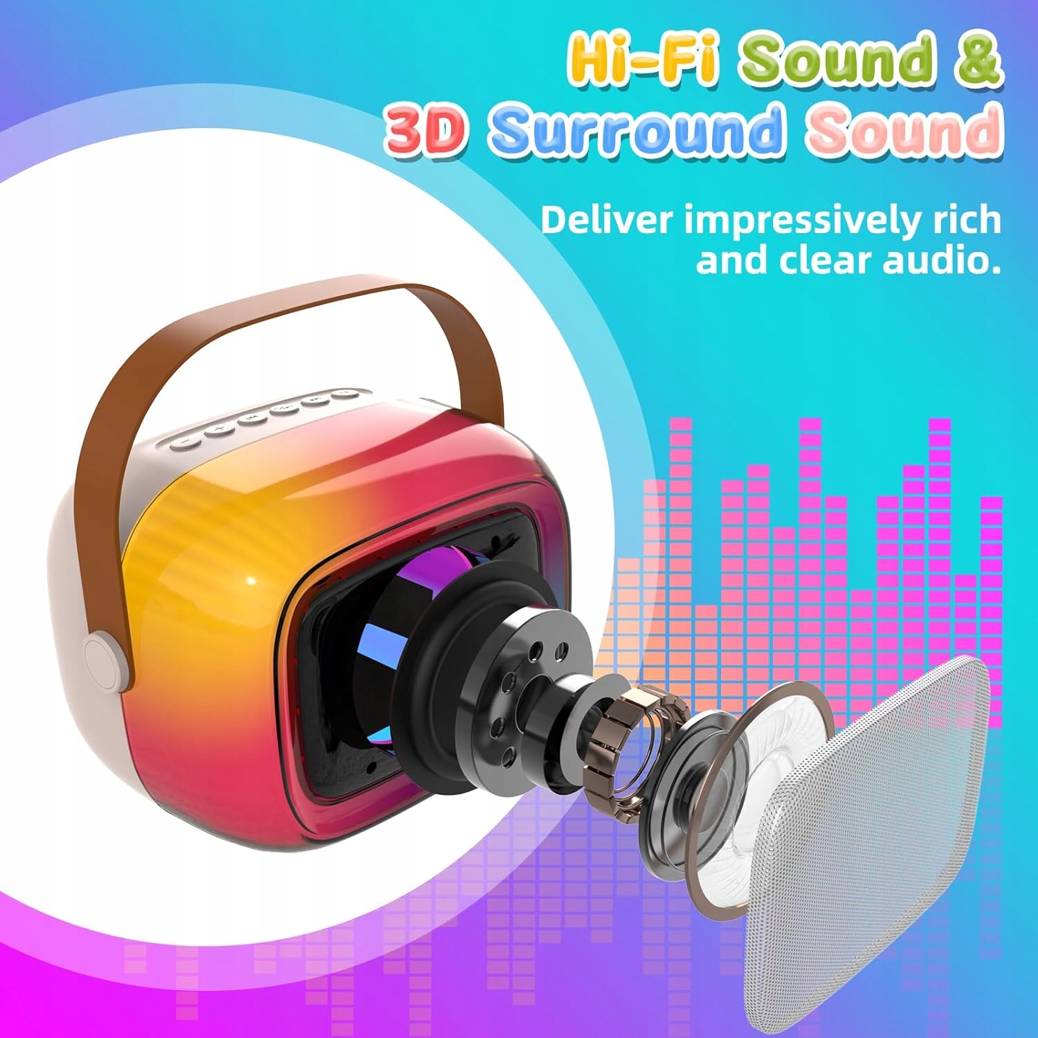 Karaoke GUYUCOM G1 przenośne głośnik karaoke Bluetooth + 2 Mikrofony HIT !