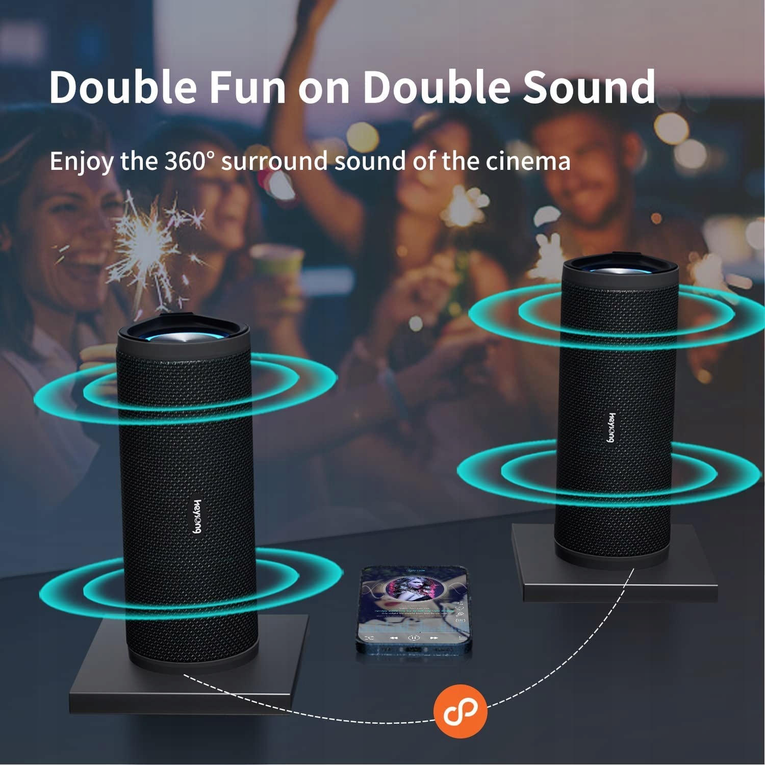 Głośnik stereo HEYSONG REVERB Bluetooth IPX7 360°