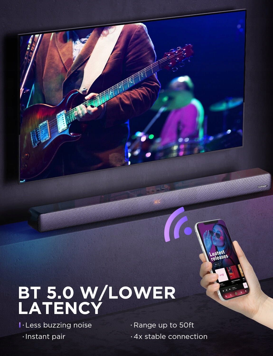 Soundbar Bomaker Odine IV 2.0 100W Bluetooth 5.0 HDMI ARC Czarny HIT !