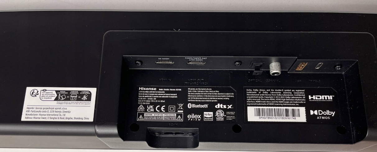 Hisense AX2106G 2.1-kanałowy soundbar z wbudowanym subwooferem, 240 W BT