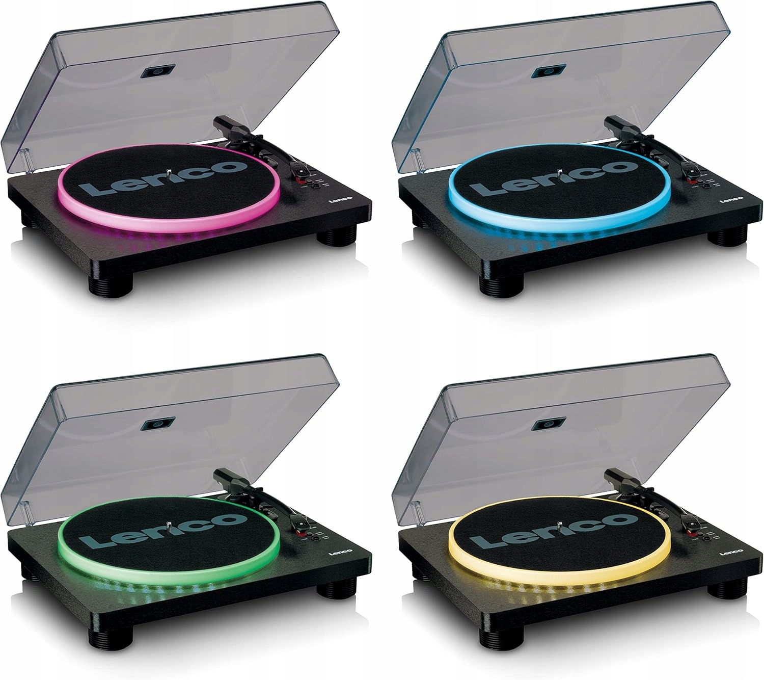 Gramofon LENCO LS-50LEDBK z głośnikami LED USB napęd pasowy 33, 45 i 78 obr