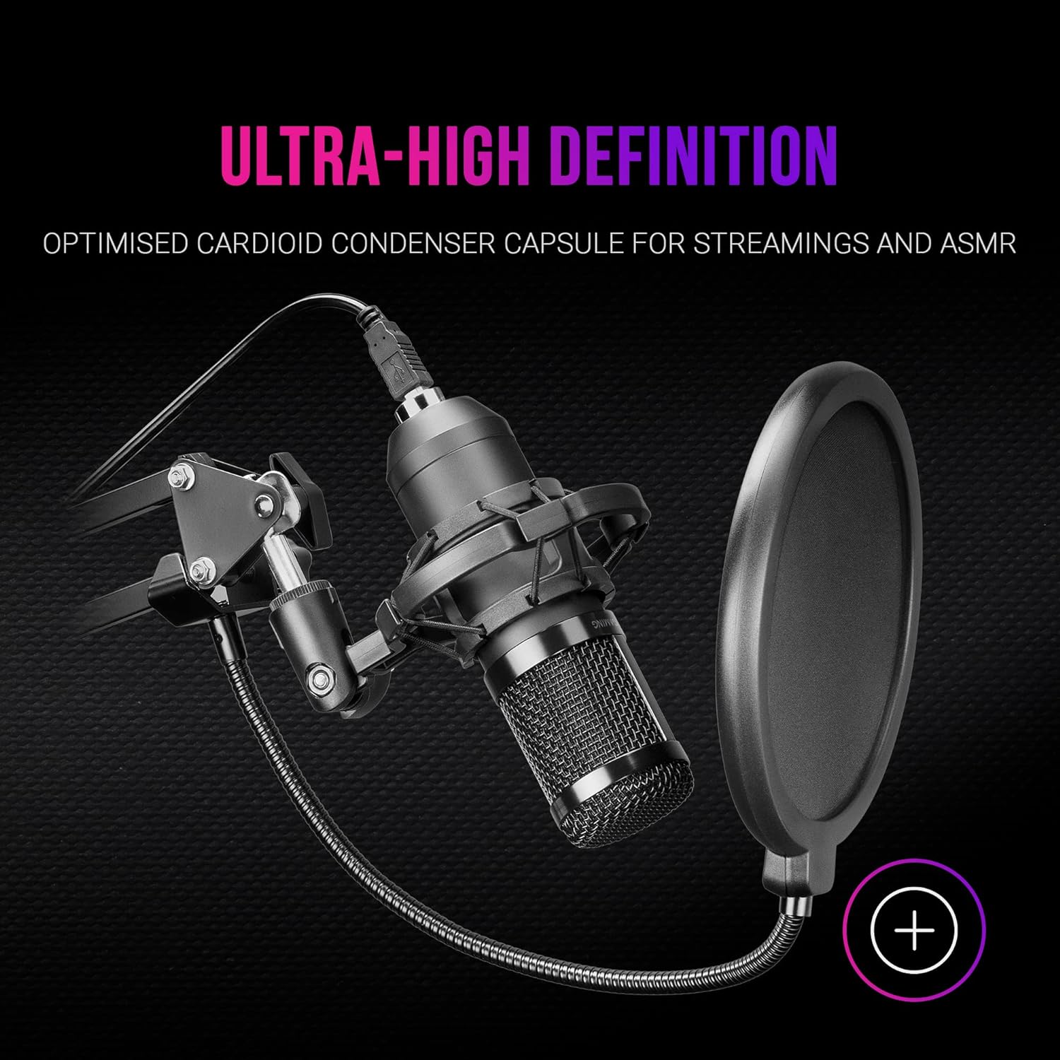 Mars Gaming MMICPRO, Mikrofon USB do Komputera ze Statywem IDEALNY PREZENT