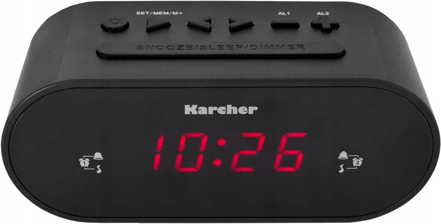 Radiobudzik FM Karcher UR1030 podwójny alarm LCD ściemniacz drzemka CZARNY