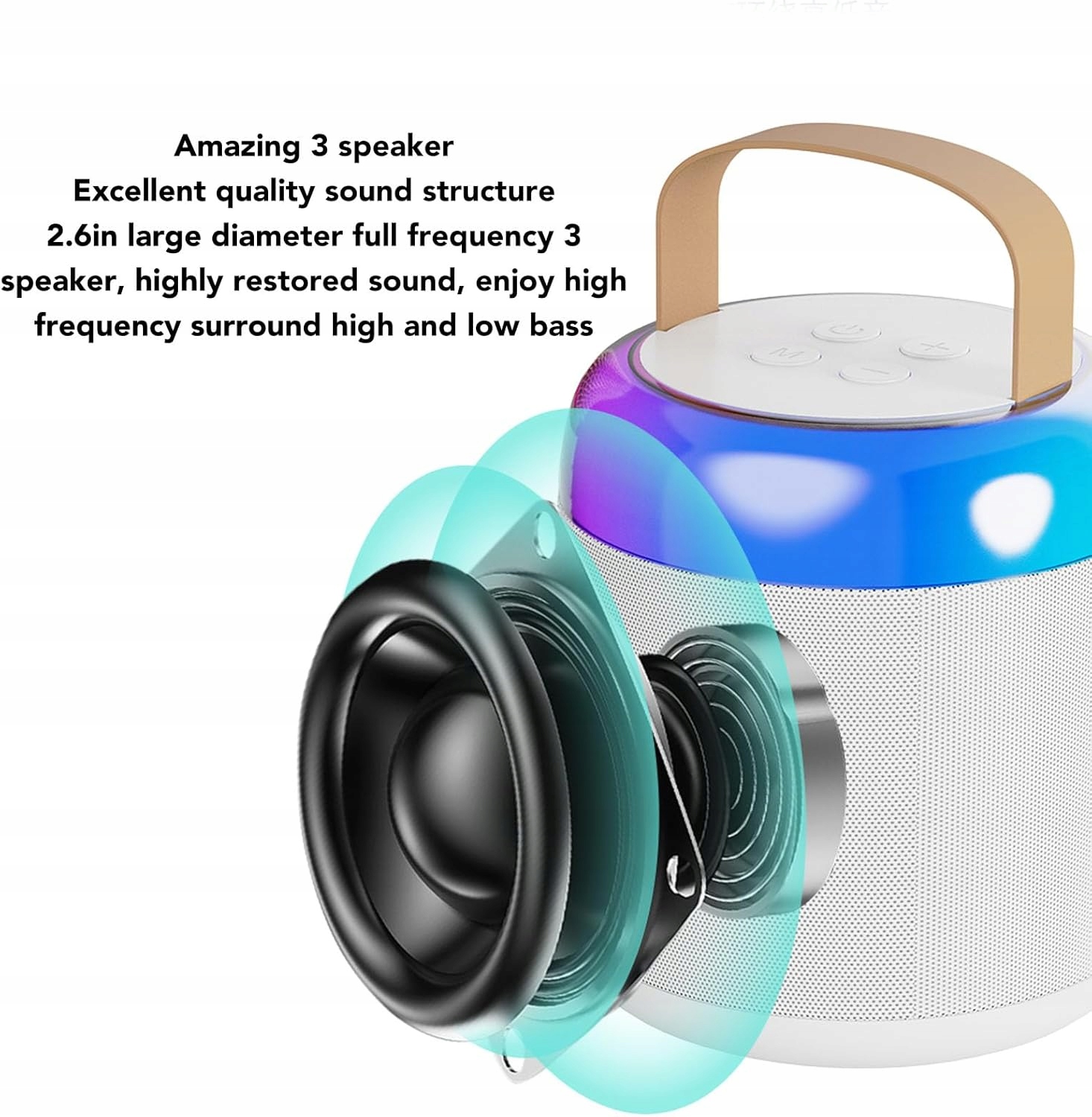 Karaoke Dpofirs RGB przenośne głośnik karaoke Bluetooth + 2 Mikrofony HIT !