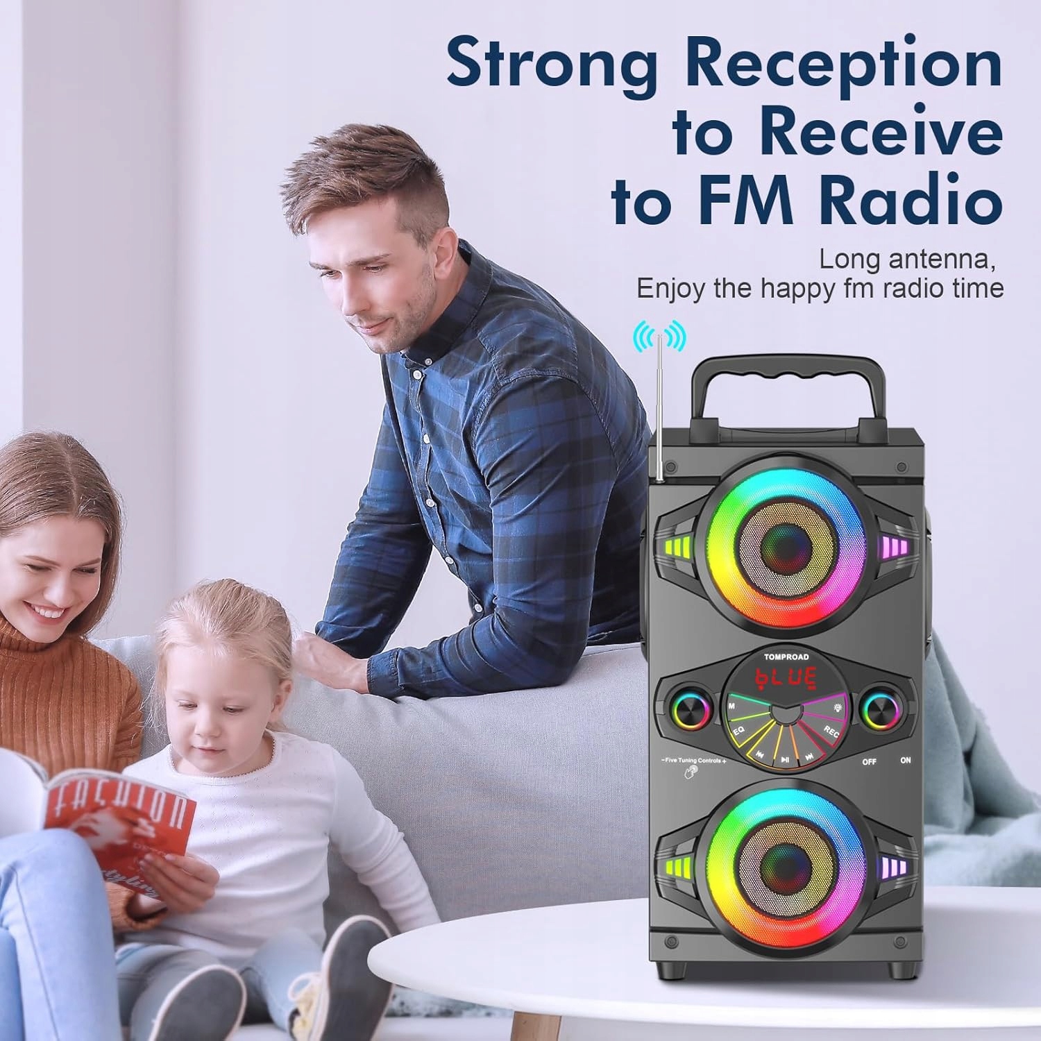 GŁOŚNIK BEZPRZEWODOWY BLUETOOTH PILOT TF LED AUX Przenośny Tomproad A52 60W