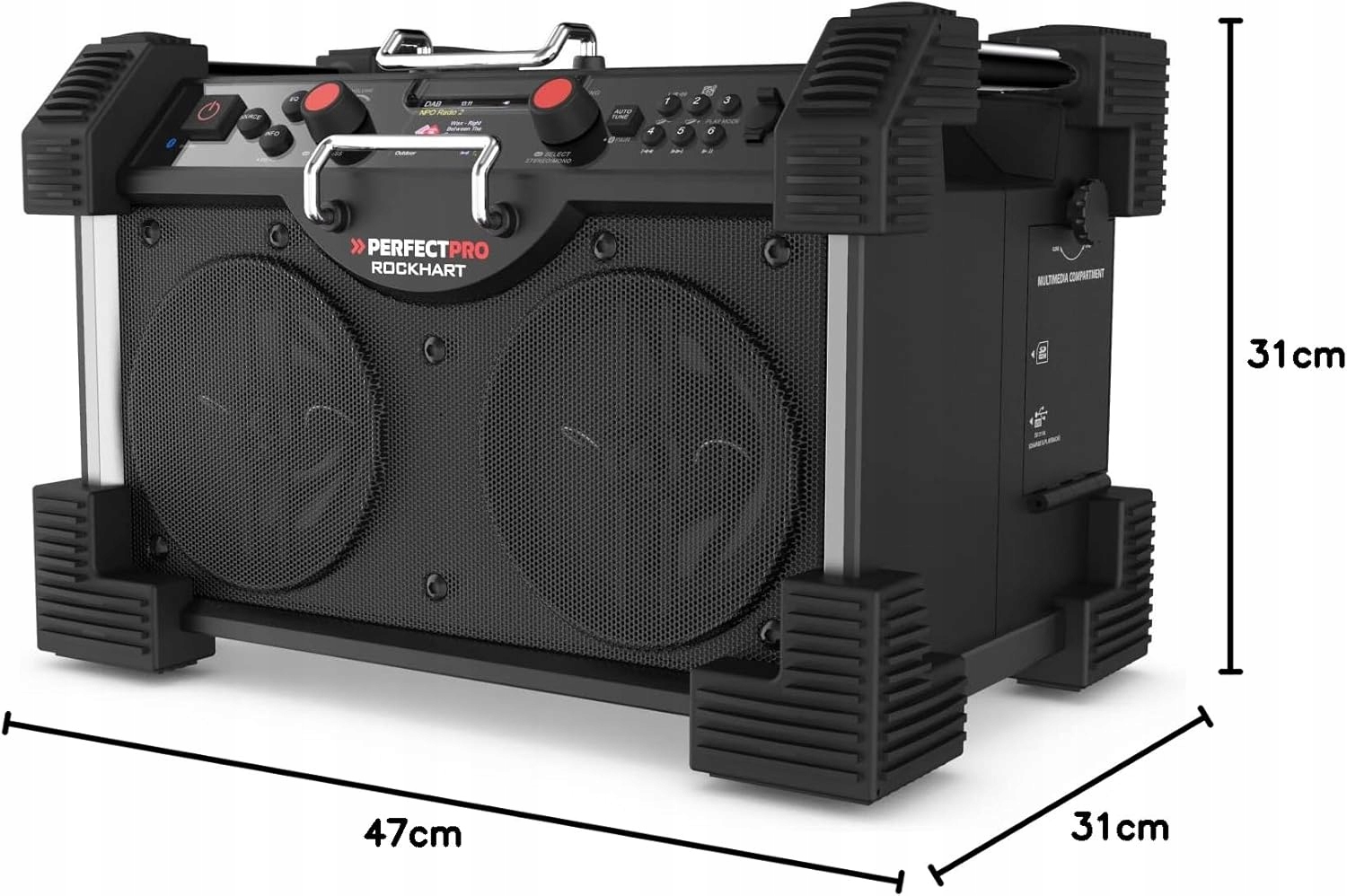 Radio Budowlane PerfecPro ROCKHART RH4 DAB+ i FM, Bluetooth Czarny