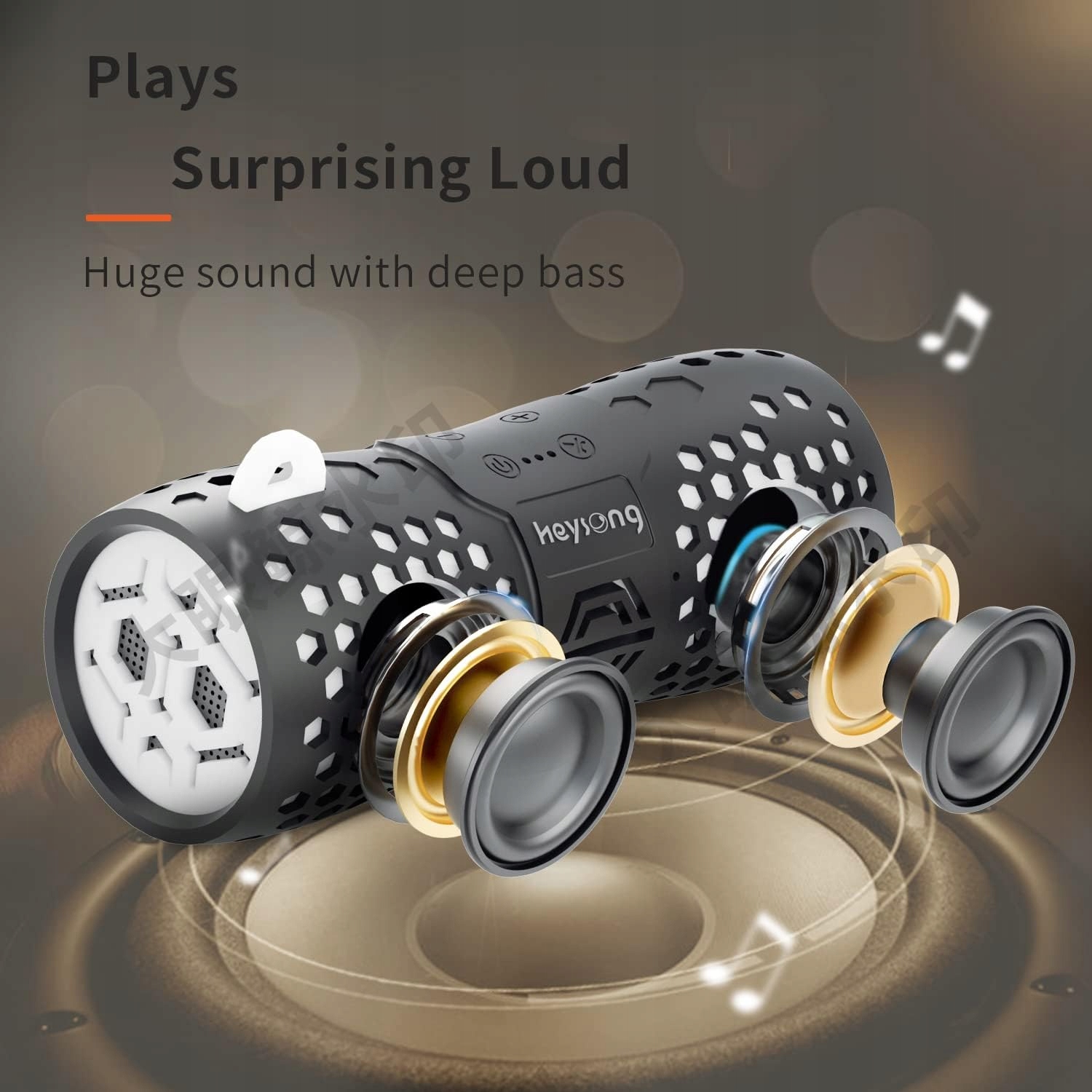 GŁOŚNIK PRZENOŚNY BEZPRZEWODOWY BLUETOOTH HEYSONG IPX7 OŚWIETLENIE RGB