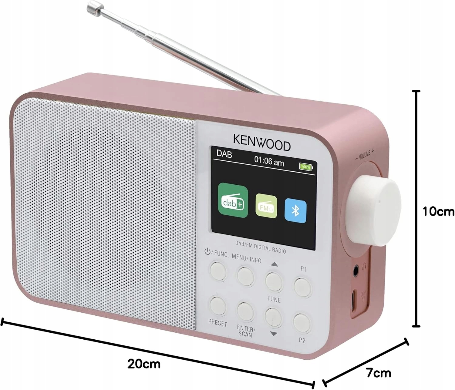 Radio przenośne sieciowo-bateryjne DAB+, FM Kenwood CR-M30DAB-R, Bluetooth