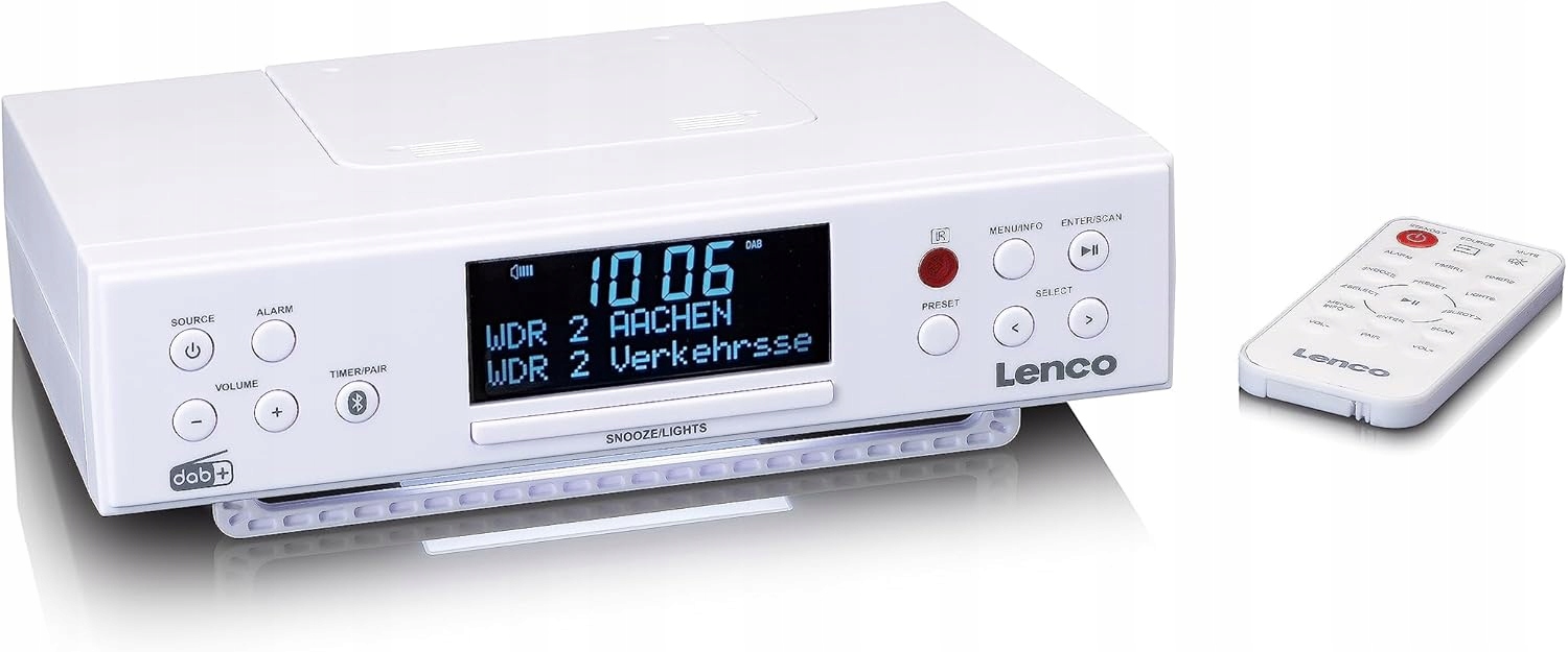 Radio kuchenne Lenco KCR-190WH FM/DAB z Bluetooth Oświetlenie LED TIMER