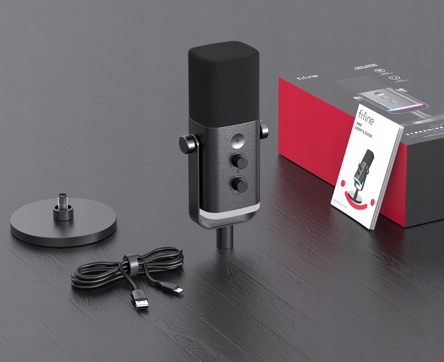 Mikrofon dynamiczny studyjny Fifine AM8 AMPLIGAME USB/XLR RGB gamingowy PnP