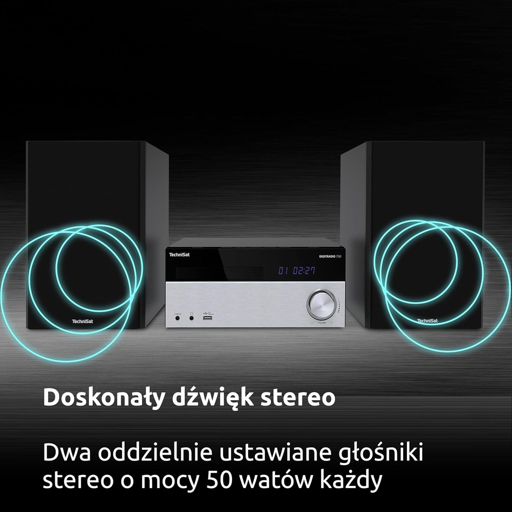 Wieża stereo Technisat DIGITRADIO 750 DAB+, CD, Bluetooth, AUX Czarny